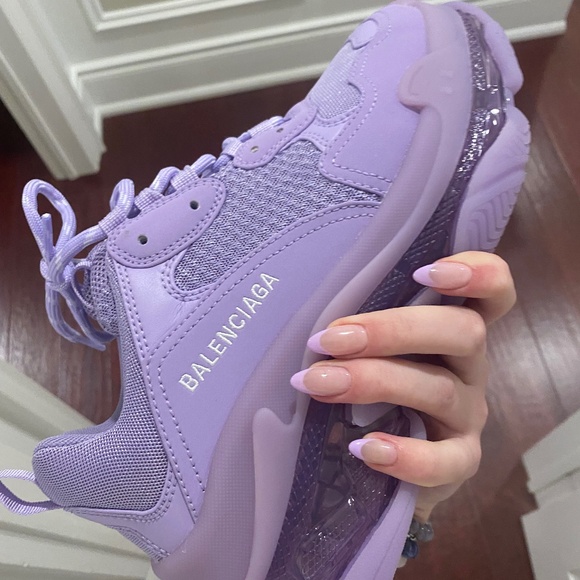 Balenciaga Triple S Clear Sole Purple Sneakers - Picture 1 of 6